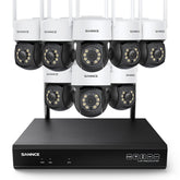5MP 10-Channel Wireless PT Security Camera System, 8MP NVR, 5MP Pan & Tilt WiFi Camera, Two-Way Audio, IP66 Waterproof, Smart AI Human Detection, Work With Alexa
